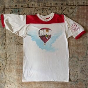 Vintage 80s Sport-T Stedman WBGM Gumball Machine Ringer T-Shirt White Red Large